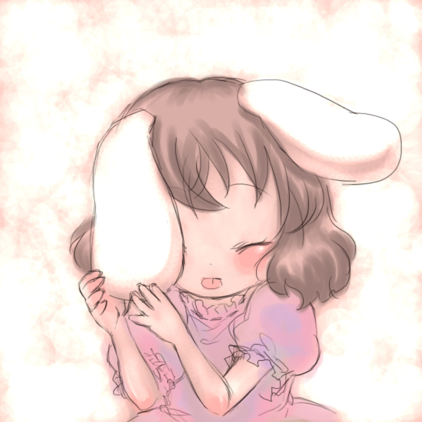 rias-shiki kawaii, inaba tewi, touhou, bad id, bad pixiv id, 1girl, :p, animal ears, black hair, closed eyes, female focus, rabbit ears, short hair, solo, standing, tongue, tongue out, white background