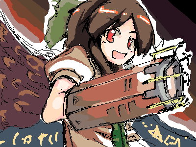 maiku, reiuji utsuho, touhou, lowres, 1girl, female focus, oekaki, solo