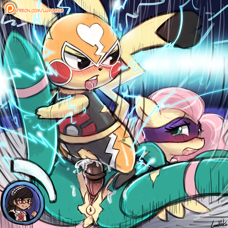 Rule34 – If it exists, there is porn of it / lumineko, fluttershy (mlp), pikachu, pikachu libre, power ponies (mlp), saddle rager (mlp) / 223882