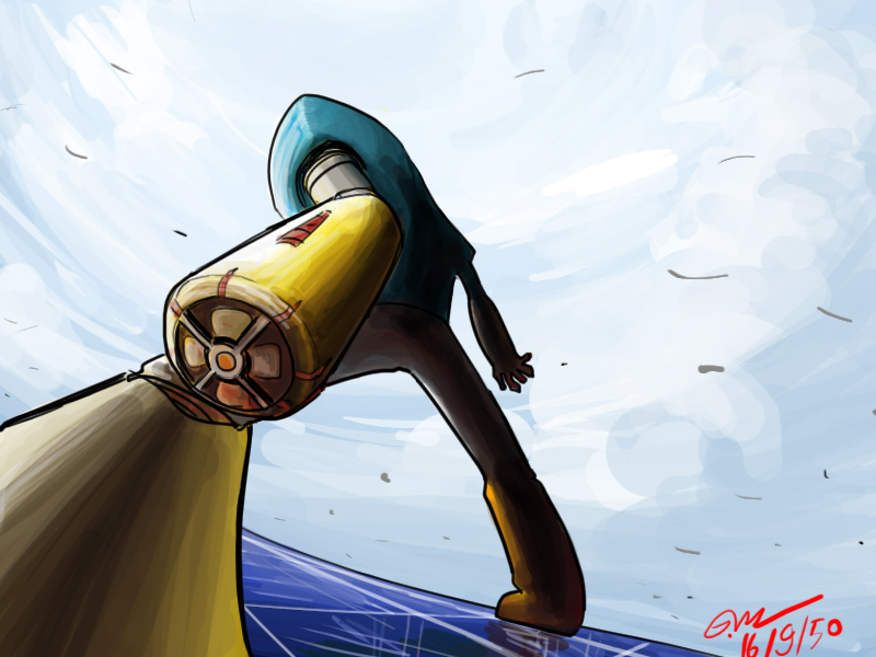 air man, capcom, mega man (classic), mega man (series), mega man 2, 1boy, armor, bodysuit, foreshortening, full body, machinery, male focus, solo, spread legs, standing