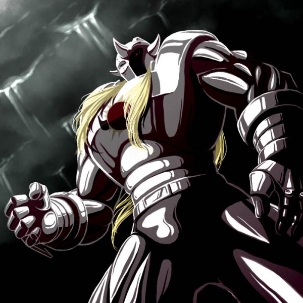 murata (acid-head), akuma shogun, kinnikuman, image sample, md5 mismatch, pixiv sample, resized, resolution mismatch, source larger, 1boy, armor, bodysuit, clenched hand, cowboy shot, fighting stance, male focus, solo, standing