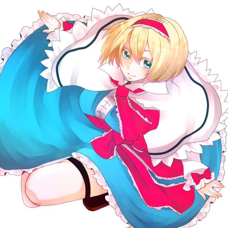 yutazou, alice margatroid, touhou, bad id, bad pixiv id, 1girl, blonde hair, blue eyes, capelet, female focus, short hair, solo