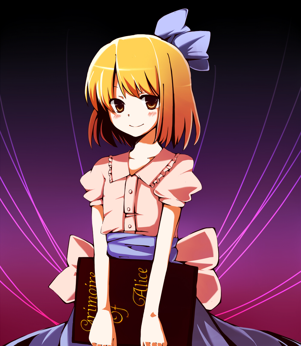 natsunagi takaki, alice margatroid, alice margatroid (pc-98), mystic square, touhou, touhou (pc-98), bad id, bad pixiv id, 1girl, blonde hair, book, female focus, red eyes, solo