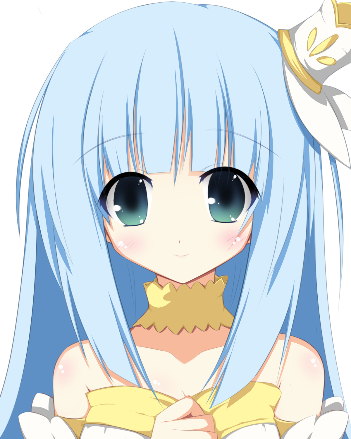 airast, l.l.s., original, bad id, bad pixiv id, highres, blue eyes, blue hair, blush, detached sleeves, hat, solo