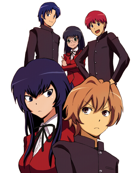 bicci, aisaka taiga, kawashima ami, kitamura yuusaku, kushieda minori, takasu ryuuji, toradora!, 00s, 2girls, 3boys, gakuran, genderswap, genderswap (ftm), genderswap (mtf), glasses, multiple boys, multiple girls, school uniform, tareme, tsurime