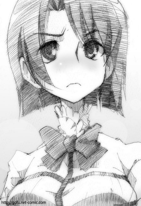 gofu, miyamae kanako, maria holic, traditional media, 00s, greyscale, monochrome, sketch, solo