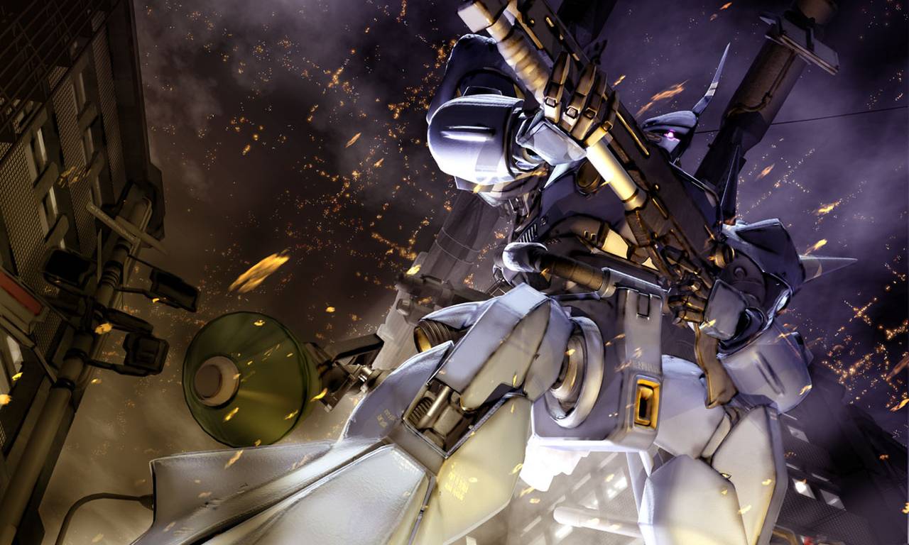 kampfer (mobile suit), gundam, gundam 0080, 1980s (style), colony interior, gun, high-explosive anti-tank (warhead), m1 bazooka, man-portable anti-tank systems, mecha, oldschool, panzerfaust, recoilless gun, retro artstyle, robot, rocket launcher, shotgun, weapon