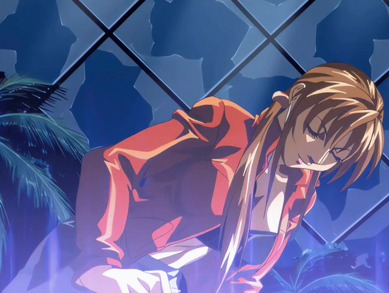 imari kurumi, kitami reika, bible black, bible black new testament, shin bible black, animated, animated gif, anime screenshot, tagme, 00s, 1girl, 2004, aqua eyes, black bra, black dress, blonde hair, blue eyes, bouncing breasts, bra, breasts, broken window, brown hair, dress, earrings, female focus, from below, green house, hair ornament, high collar, jacket, jewelry, large breasts, leather, leather jacket, lipstick, long hair, makeup, miniskirt, orange jacket, red jacket, short dress, short hair, side ponytail, skirt, solo, thighhighs, tree, underwear, zettai ryouiki