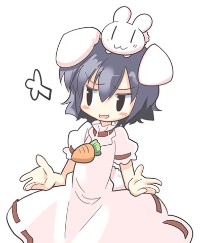 arata toshihira, inaba tewi, touhou, lowres, 1girl, :3, animal ears, female focus, rabbit, rabbit ears, simple background, solo, standing, white background, | |