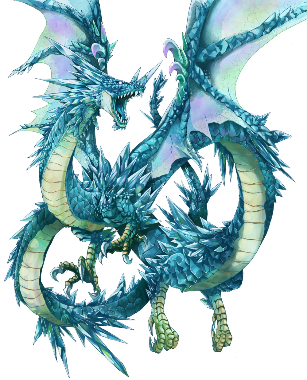 michii yuuki, pixiv fantasia, pixiv fantasia 3, highres, claws, crystal, dragon, eastern dragon, gigandal federation, no humans, wings