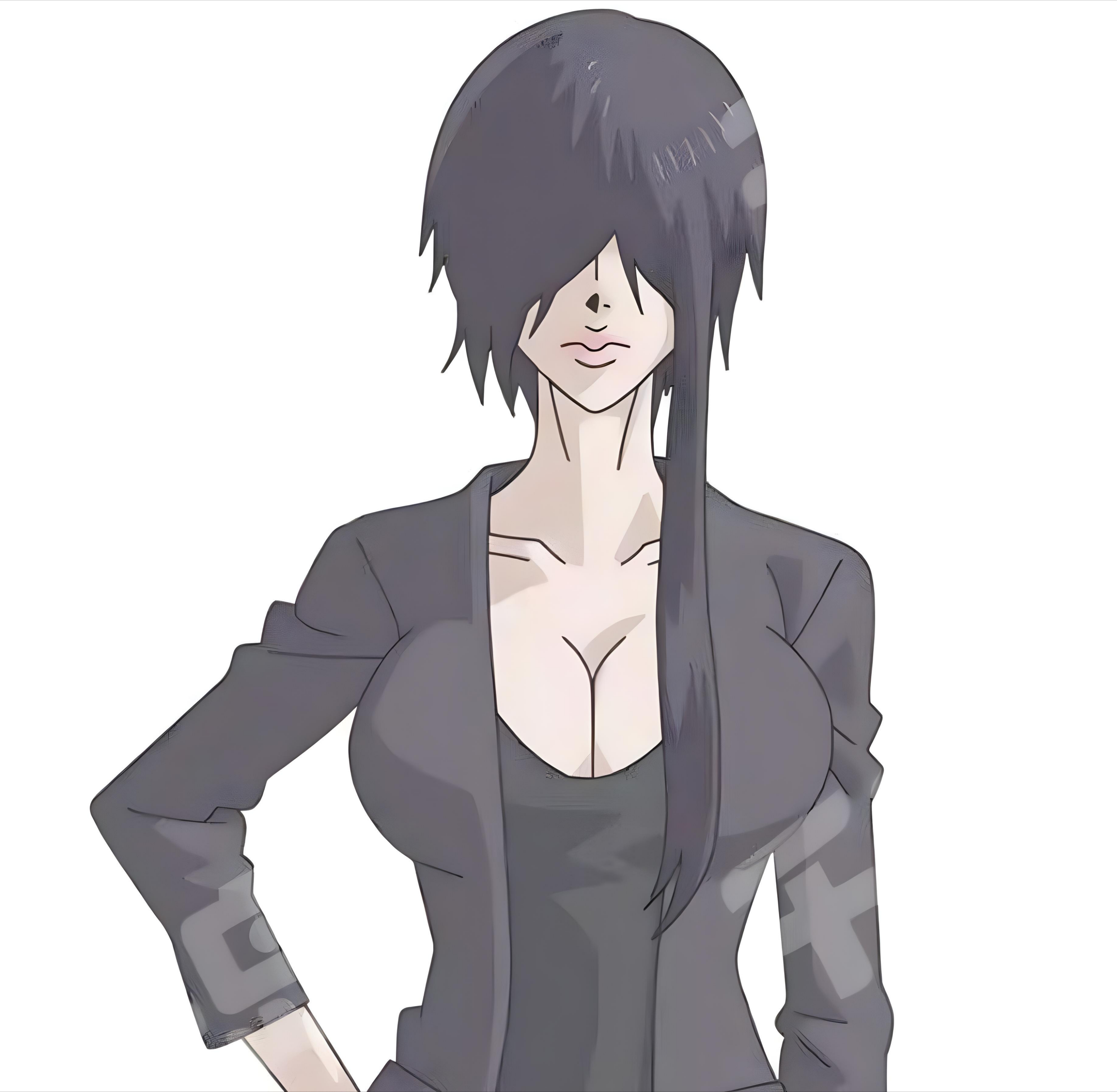 ninja to gokudou, absurdres, highres, 1girl, black hair, black jacket, black shirt, female focus, formal clothes, jacket, long hair, looking at viewer, shirt, suit, upper body, yamada shiki
