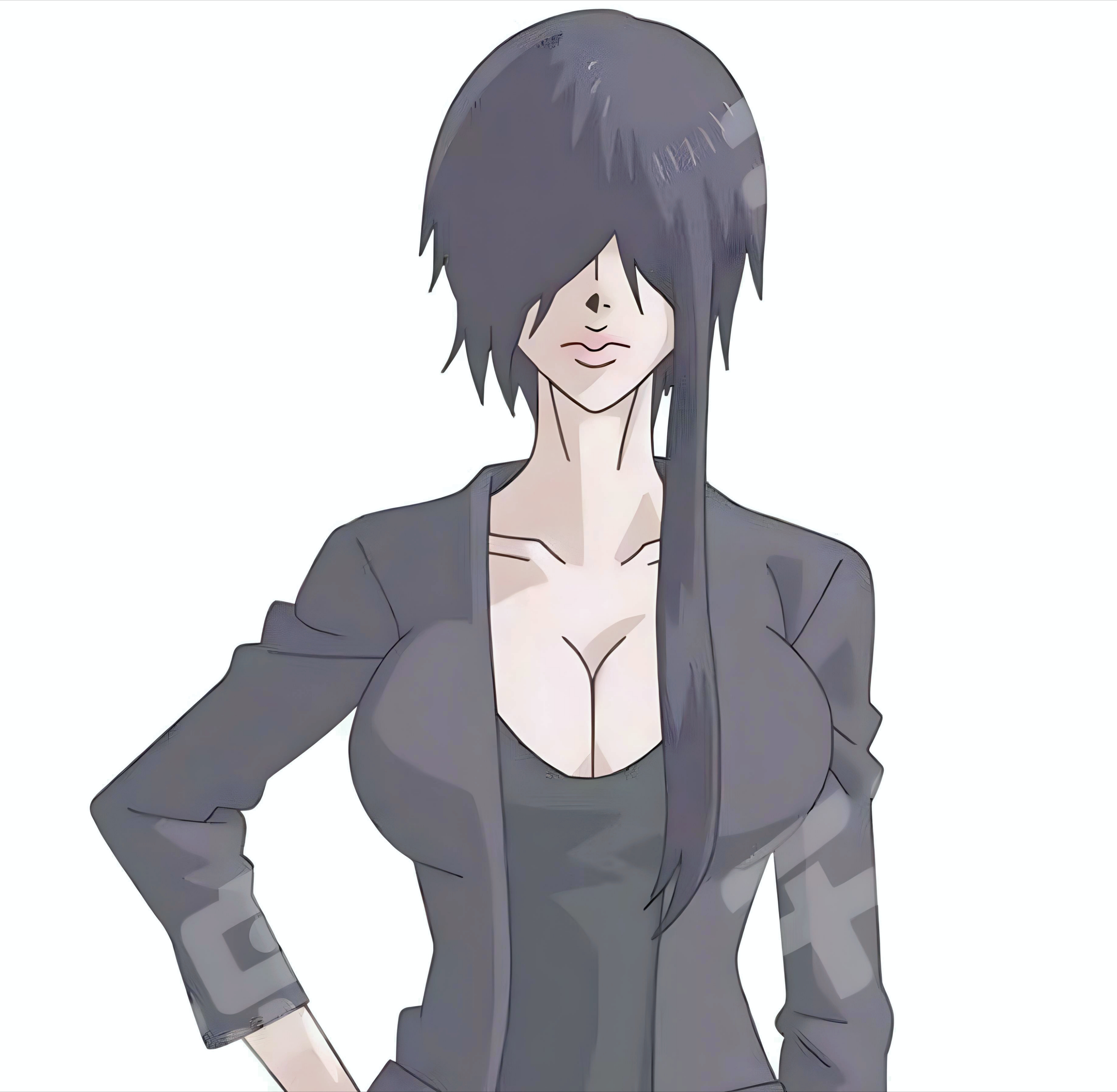 ninja to gokudou, absurdres, highres, 1girl, black hair, black jacket, black shirt, female focus, formal clothes, jacket, long hair, looking at viewer, shirt, suit, upper body, yamada shiki