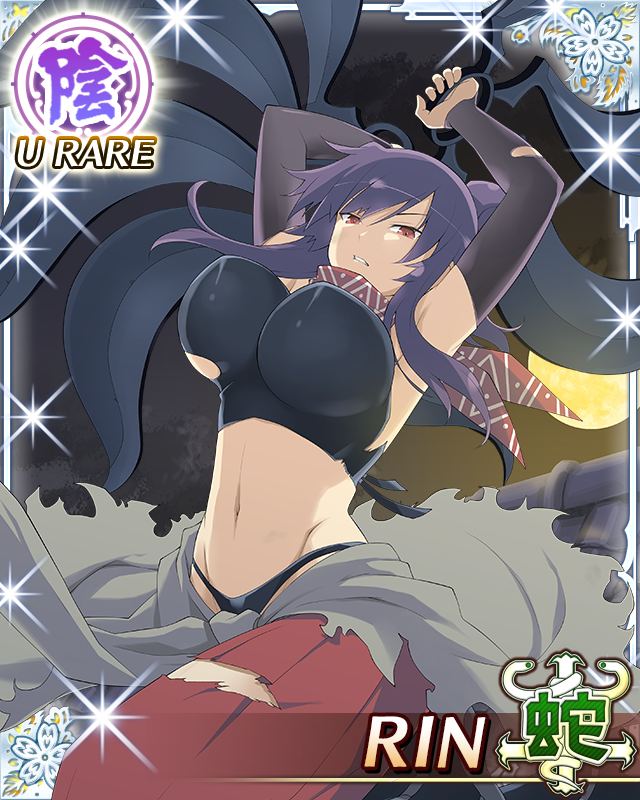 yaegashi nan, rin (senran kagura), senran kagura, senran kagura burst, official art, 1girl, purple hair, red eyes
