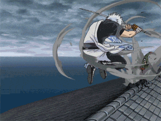 nizou okada, sakata gintoki, gintama, silver hair, animated, animated gif, anime screenshot, lowres, 00s, 2boys, battle, male focus, multiple boys, qvga, sword, weapon