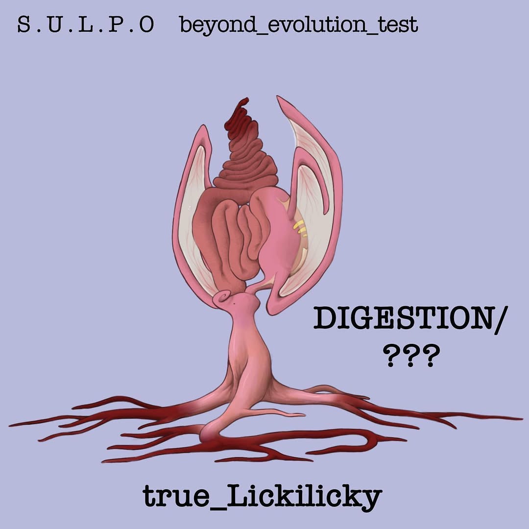 lickilicky, nintendo, pokemon, pokemon dppt, commentary, english commentary, blue background, body horror, bub.bleazk, colored skin, english text, fakemon, full body, gen 4 pokemon, gradient tail, gradient tentacles, grey background, horror (theme), long tail, monster, multiple tongues, neck, no humans, pink skin, pokemon (creature), pokemon focus, simple background, solo, tail, tentacle tongue, tentacles, wings