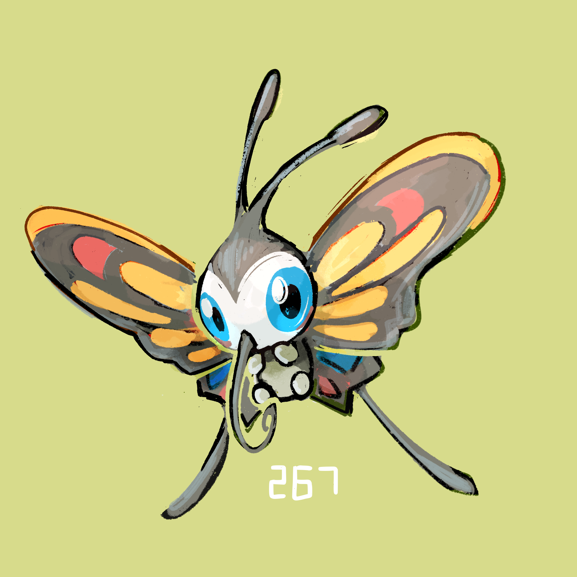 kurapixel, beautifly, nintendo, pokemon, highres, blue eyes, bug, butterfly, gen 3 pokemon, insect, looking at viewer, no humans, pokemon (creature), simple background, solo