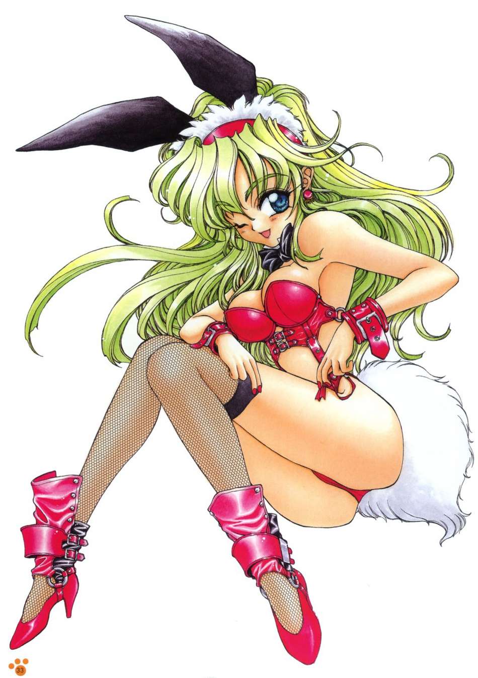 highres, tagme, animal ears, high heels, rabbit ears, rabbit tail, tail, wink