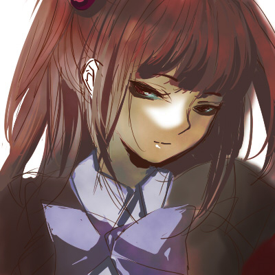 gm, ushiromiya ange, umineko no naku koro ni, lowres, 00s, 1girl, brown hair, female focus, red hair, ribbon, solo