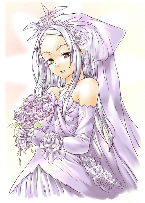 nabeshiki, nabeshiki (rakuneko yashiki), soma peries, gundam, gundam 00, 00s, 1girl, bride, dress, female focus, solo, wedding dress
