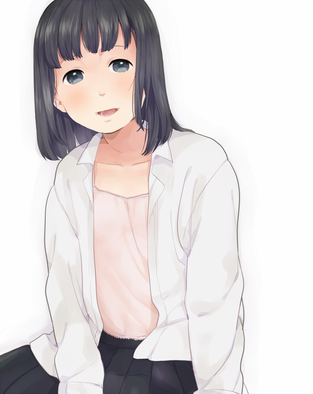 mosuko, bad id, bad pixiv id, tagme, black eyes, black hair, open mouth, short hair, solo