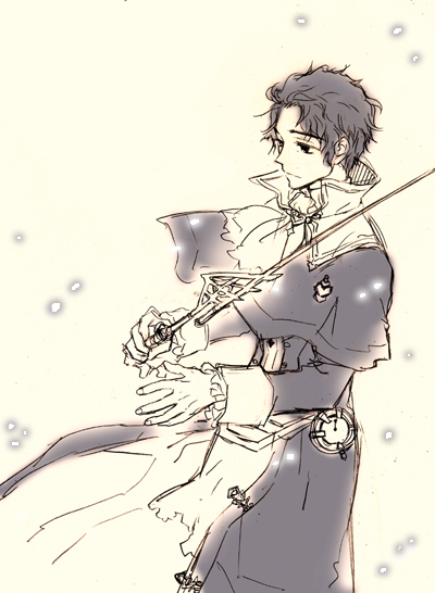misun, frederic chopin (trusty bell), trusty bell, bad id, bad pixiv id, 1boy, ascot, clock, hat, male focus, monochrome, solo, top hat, white background