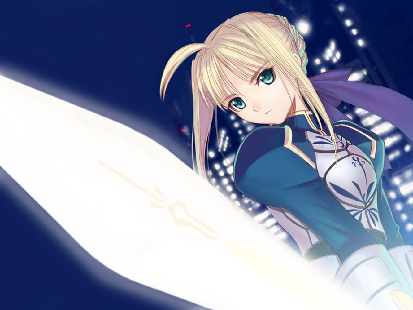 tony taka, artoria pendragon (fate), saber (fate), fate/stay night, fate (series), 00s, armor, blonde hair, solo, sword, weapon