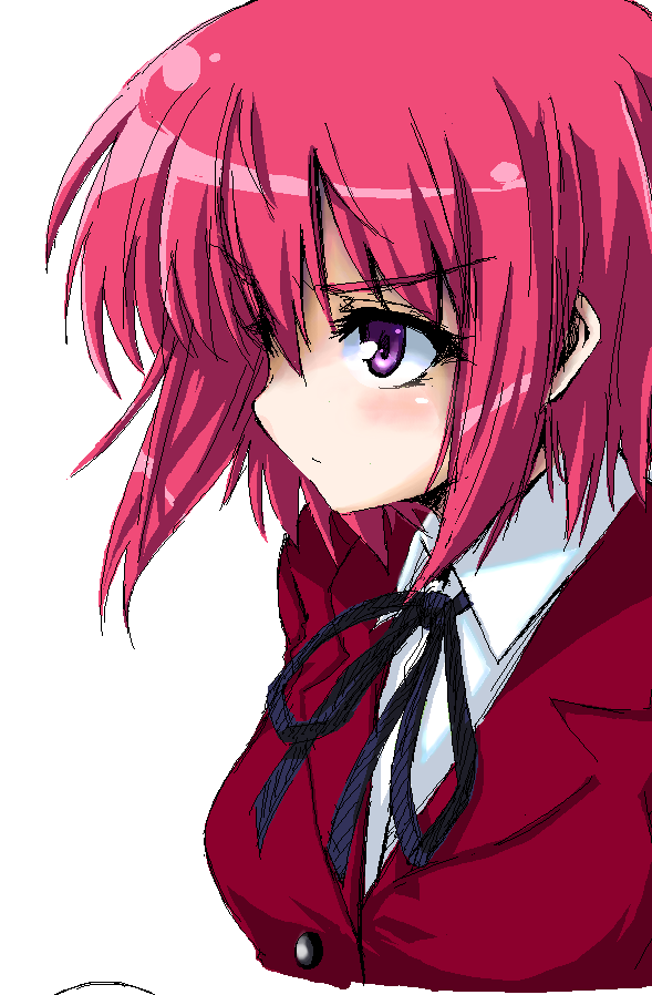 iseno yajin, kushieda minori, toradora!, duplicate, 00s, 1girl, blush, female focus, oekaki, pixel art, profile, purple eyes, red hair, school uniform, short hair, solo