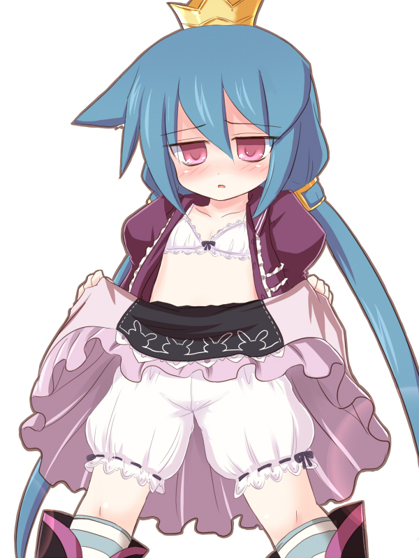 ry (yagoyago), momomeno (7th dragon), princess (7th dragon), 7th dragon, 7th dragon (series), sega, bloomers, blue hair, bra, flat chest, lingerie, skirt, underwear