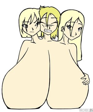 lowres, tagme, breasts, conjoined, huge breasts, multiple heads