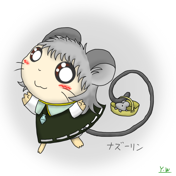 y.w (pixiv), y.w (works), nazrin, hamtaro (series), touhou, animal ears, female focus, mouse (animal), mouse ears, no humans