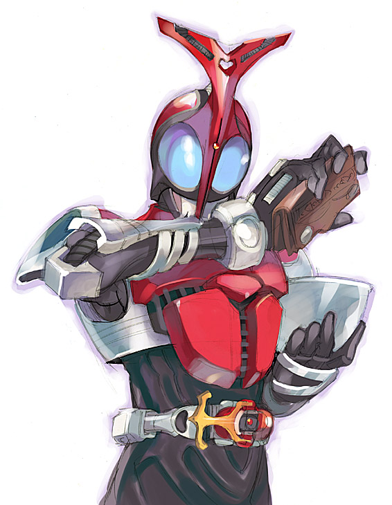 kamen rider kabuto, kamen rider, kamen rider kabuto (series), 1boy, armor, bag, belt, bowl, handbag, horns, male focus, single horn, solo