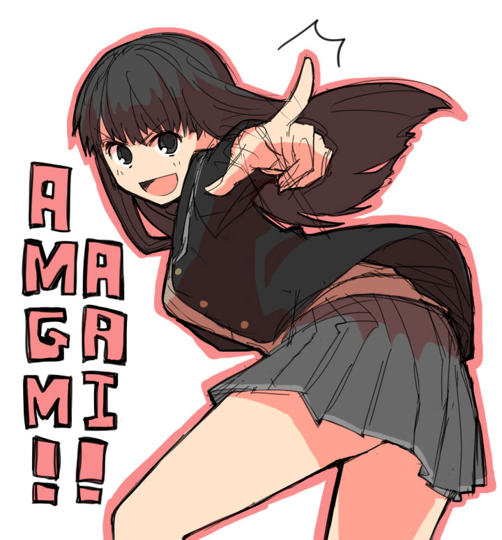 yu 65026, ayatsuji tsukasa, amagami, black eyes, black hair, blazer, jacket, school uniform, skirt, solo