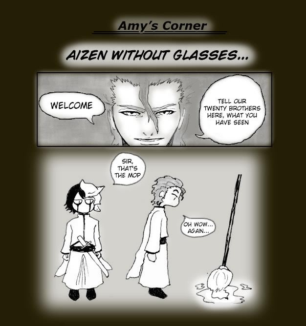 aizen sousuke, ulquiorra cifer, bleach, fan art, comic, monochrome, mop, parody