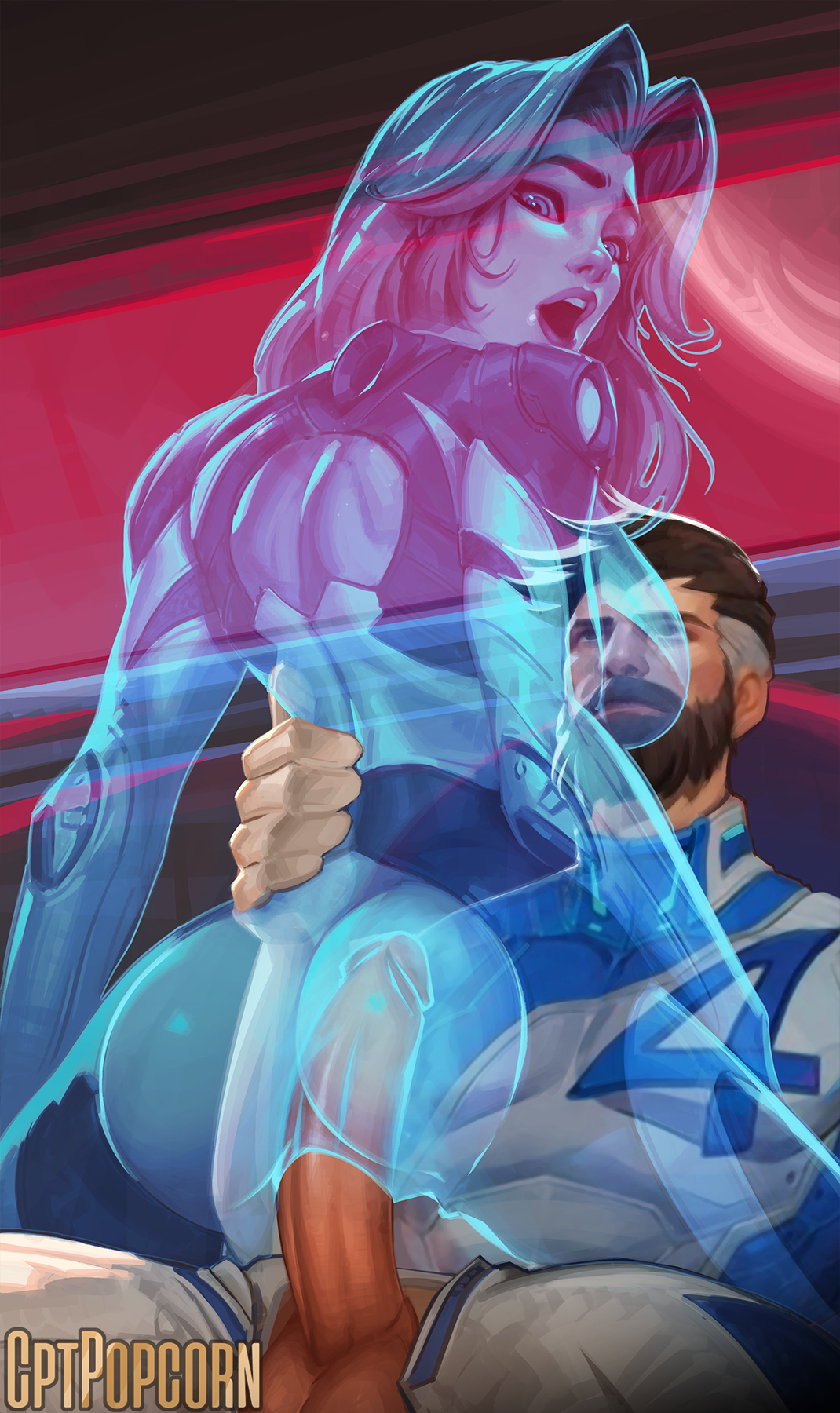 cptpopcorn, sue storm, marvel, highres, 1boy, 1girl, artist name, ass, breasts, invisible, large penis, open mouth, penis, pussy, sex, vaginal, watermark
