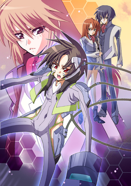 futami (futamito), ikoma yumi, makabe kazuki, masaoka ryou, minashiro soushi, soukyuu no fafner, 00s, 1girl, 3boys, ascot, belt, black hair, blue hair, bodysuit, boots, cable, glowing, legs, long hair, mecha pilot suit, military, military uniform, multiple boys, open mouth, outstretched arms, pink eyes, pink hair, red eyes, red hair, short hair, spiked hair, spread arms, spread legs, standing, synergetic suit