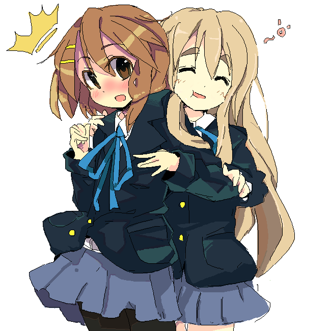 kanikama, hirasawa yui, kotobuki tsumugi, k-on!, 00s, 2girls, blazer, multiple girls, pantyhose, school uniform