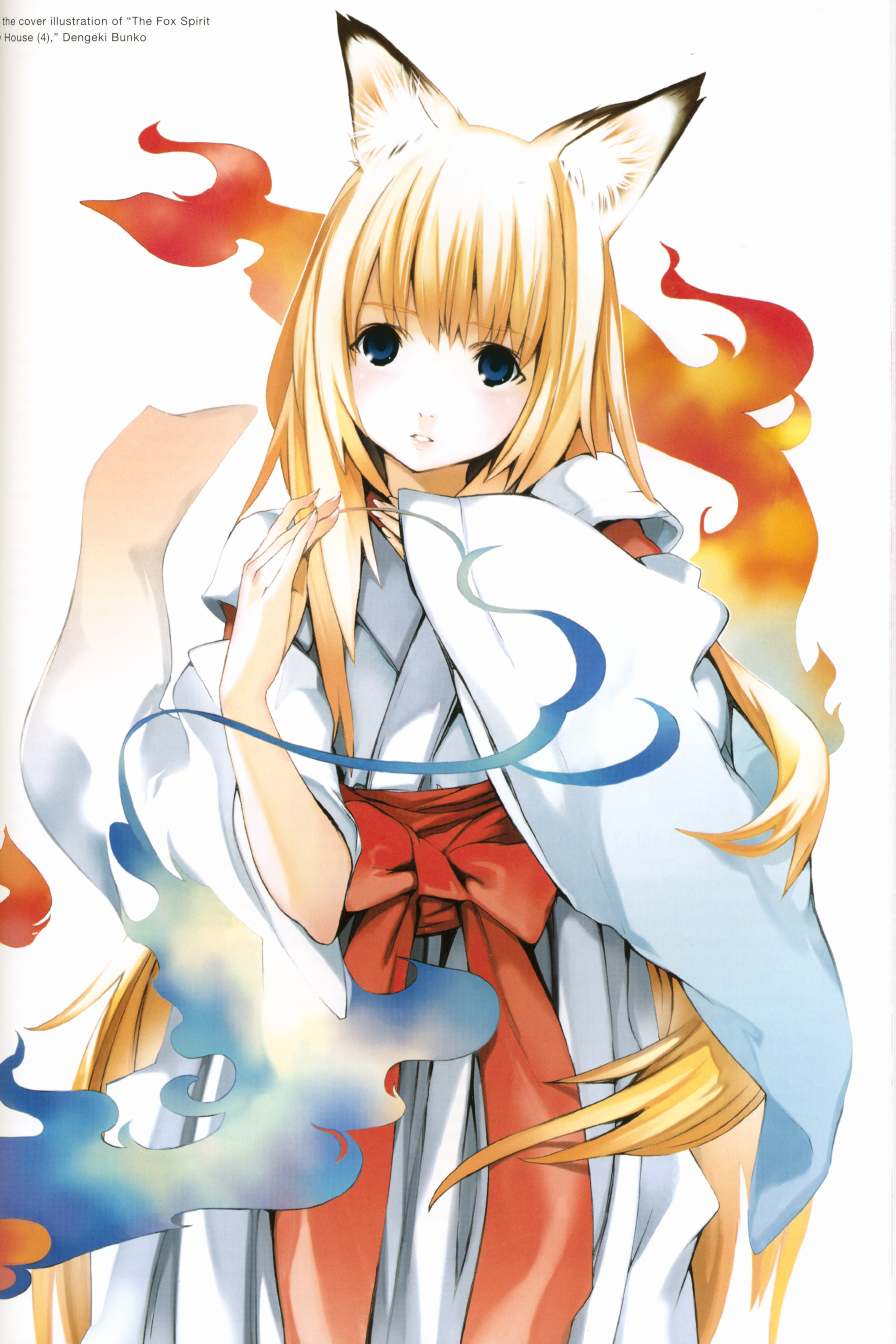 houden eizou, tenko kuugen, wagaya no oinari-sama, absurdres, highres, reference work, 00s, animal ears, blonde hair, fox ears, japanese clothes, long hair, solo