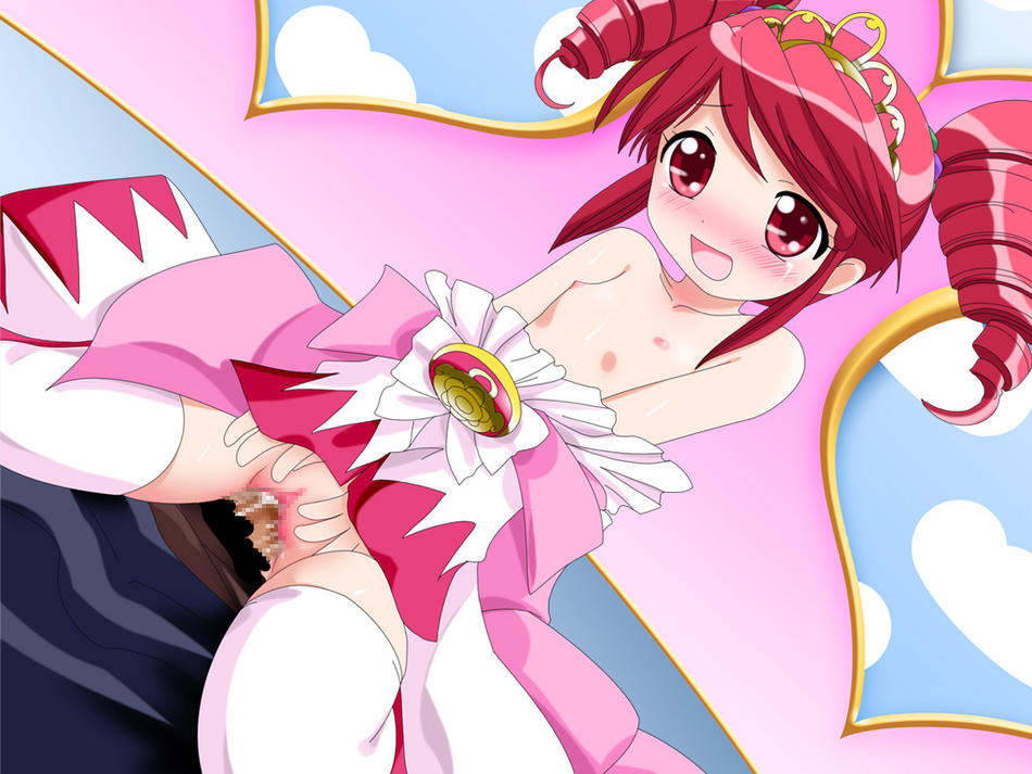fine (futagohime), fushigiboshi no futago hime, 00s, blush, censored, flat chest, loli, red eyes, red hair, sex, straddling, tears, vaginal