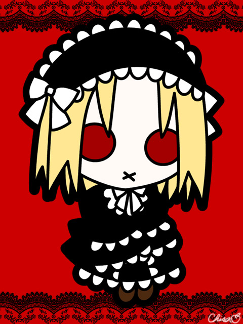 chisamikan, night of wallachia, melty blood, tsukihime, bad id, bad pixiv id, 00s, 1boy, blonde hair, chibi, crossdressing, crossdressing (mtf), gothic lolita, lolita fashion, male focus, red eyes, solo, x mouth