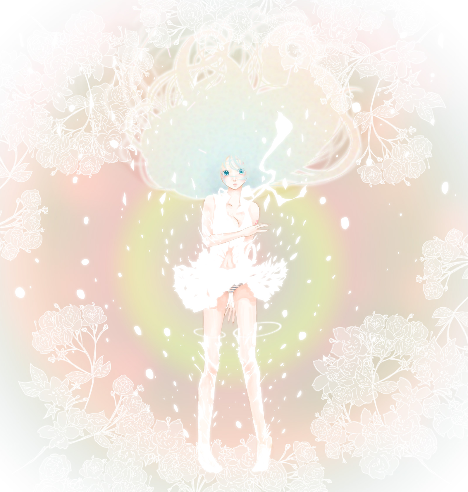 onohana, hatsune miku, vocaloid, bad id, bad pixiv id, highres, panties, solo, striped clothes, striped panties, underwear