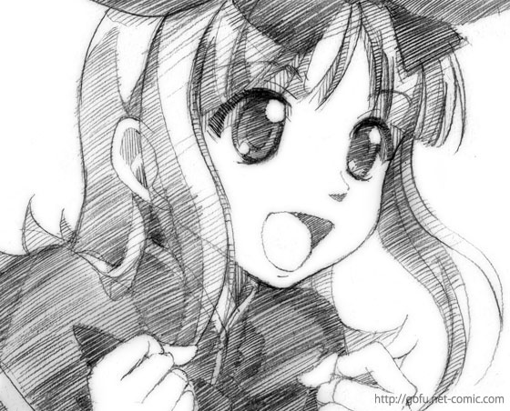 gofu, coopa, druaga no tou, traditional media, dress, greyscale, hair ribbon, long hair, monochrome, ribbon, sketch, solo