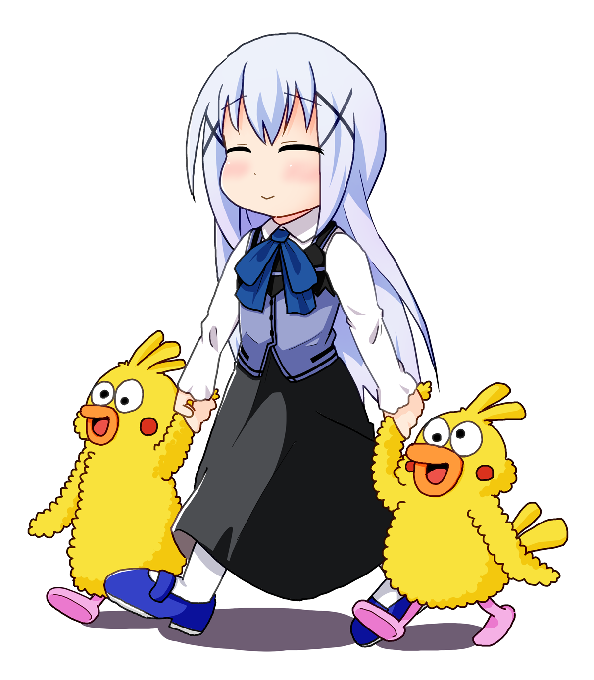 kafuu chino, gochuumon wa usagi desu ka?, 1girl, black skirt, blue hair, poinco, skirt