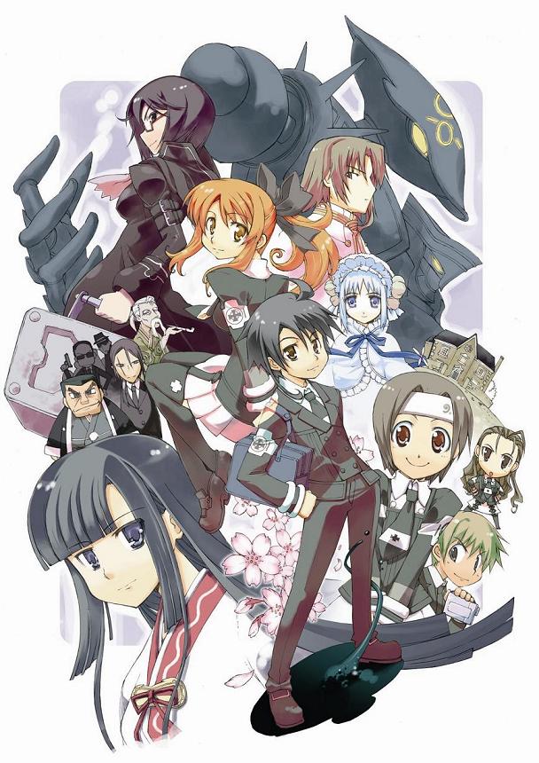 akiduki ryou, akizuki ryou (gakuen kumikyoku), higuchi takuma, kurosaki shuri, minakami misao, natsume tomoharu, oohara an, saeki reiko, saeki reishirou, shioizumi uzumasa, shizuma aine, takatsuki kanade, asura cryin', annotated, 00s, 6+boys, 6+girls, everyone, glasses, mecha, multiple boys, multiple girls, robot, school uniform, thighhighs