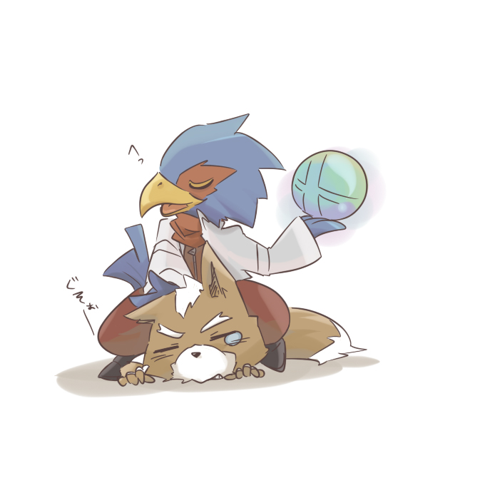 falco lombardi, fox mccloud, nintendo, star fox, super smash bros., furry, furry male, smash ball, smile, straddling, tail, tears
