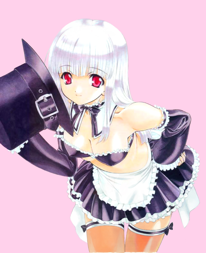 ingrid (capcom), capcom, capcom fighting jam, tagme, midnight bliss, red eyes, solo, thighhighs, white hair