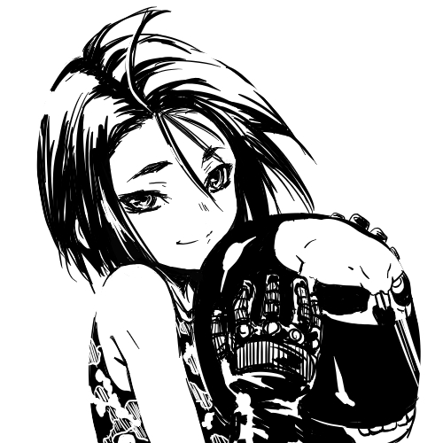 kazama akira, capcom, justice gakuen, shiritsu justice gakuen, street fighter, lowres, 1girl, androgynous, bare shoulders, closed mouth, female focus, gloves, greyscale, helmet, monochrome, motorcycle helmet, reverse trap, short hair, smile, solo