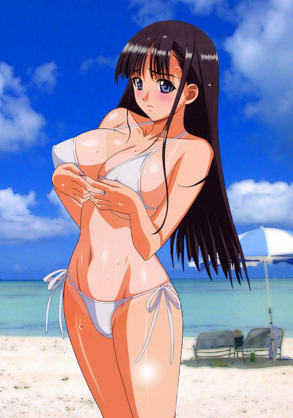 kuroda kazuya, highres, tagme, bikini, blush, breasts, cleavage, swimsuit