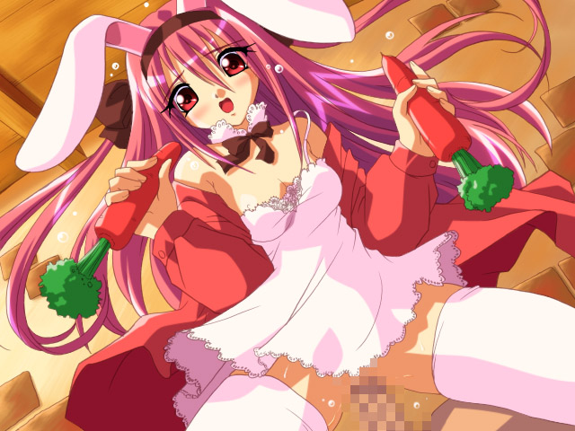 nonohara miki, tagme, 1boy, 1girl, animal ears, blush, carrot, censored, hetero, rabbit ears, sex