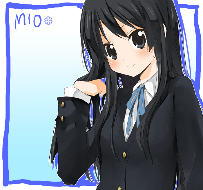 kurot, akiyama mio, k-on!, bad id, bad pixiv id, 00s, 1girl, black hair, blunt bangs, female focus, hime cut, long hair, school uniform, solo