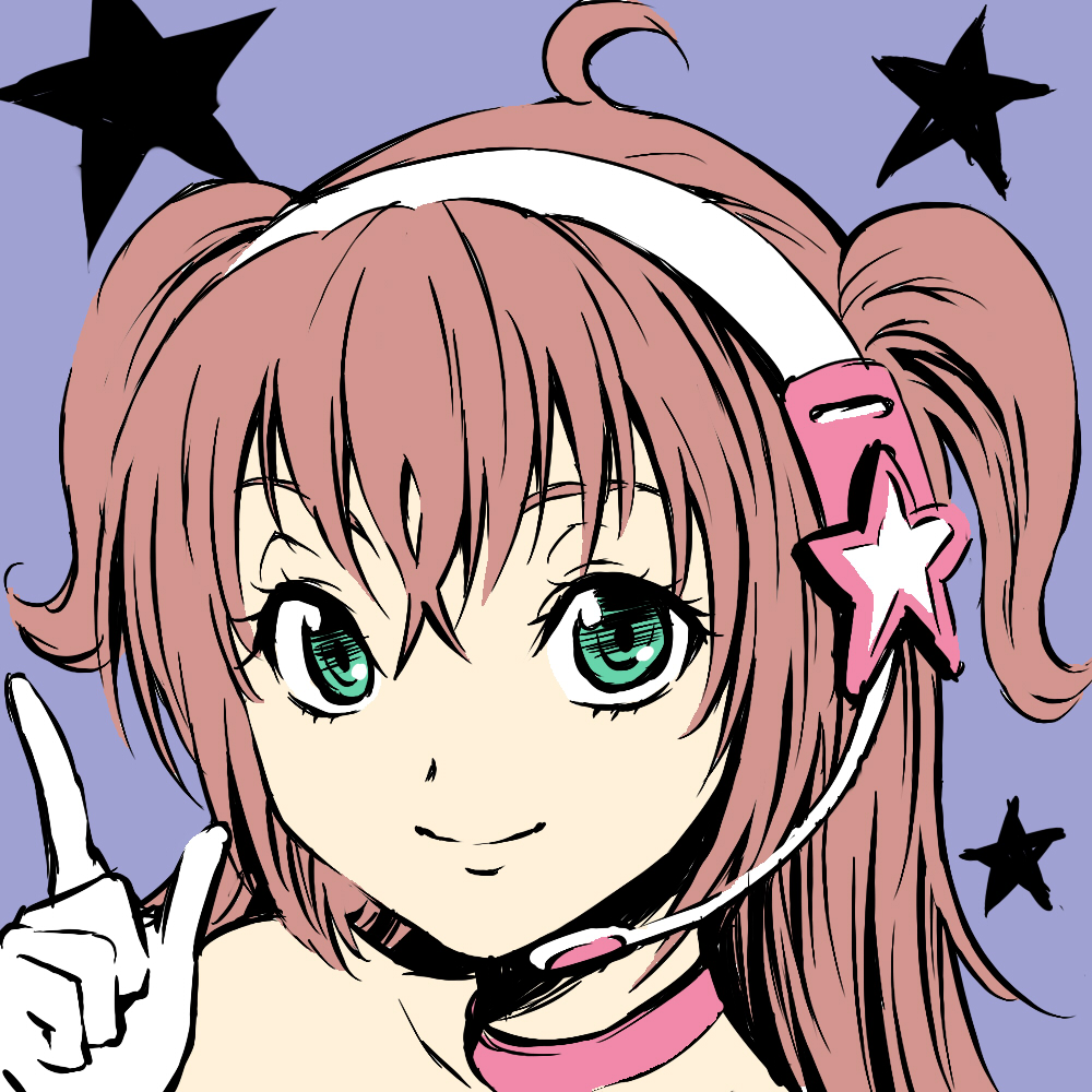 kase daiki, tsukishima kirari, kirarin revolution, bad id, bad pixiv id, 00s, brown hair, choker, green eyes, headset, idol, smile, solo, star (symbol)